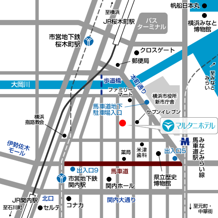 マルタニホテルまでのアクセス略地図